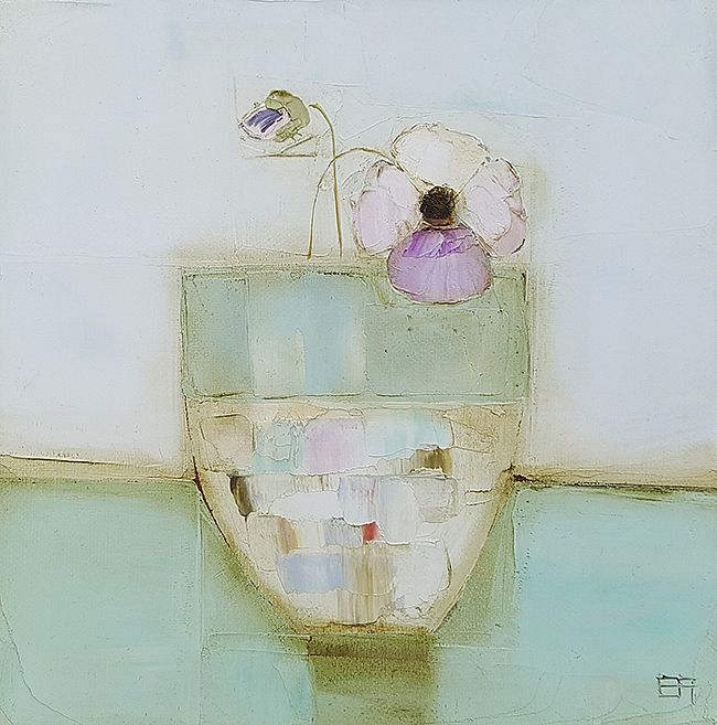 Eithne  Roberts - Little pansy in blue vessel
